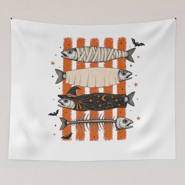 Item preview, Spooky Halloween Fish Mummy Ghost Witch Skeleton designed and sold by VioletNance.
