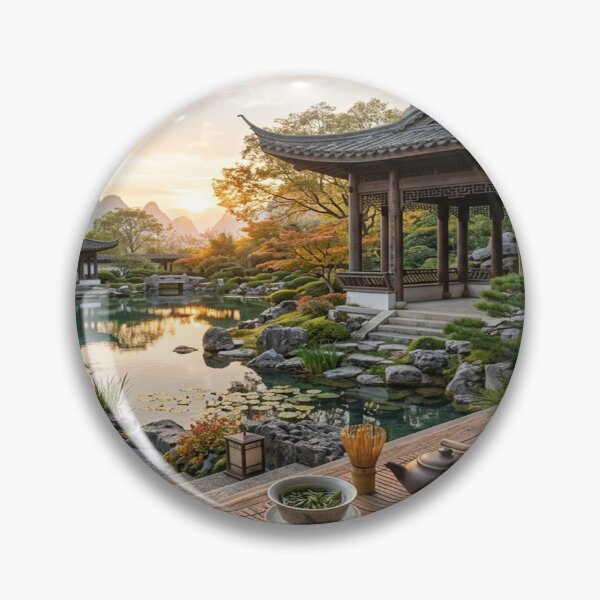 Item preview, Traditional Chinese Garden Pavilion with Tea Set Overlooking Pond designed and sold by Solomon-Ent-144.