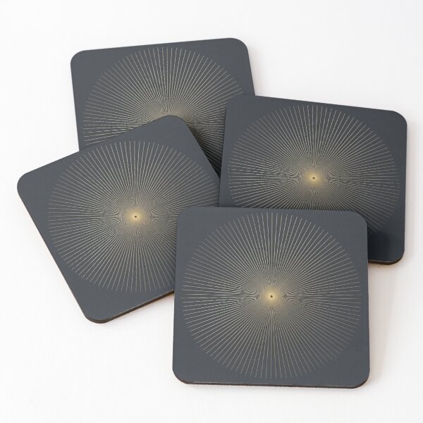 Item preview, Radial Line Study | Minimalist Gold and Charcoal Geometric Print designed and sold by Zaramodo.