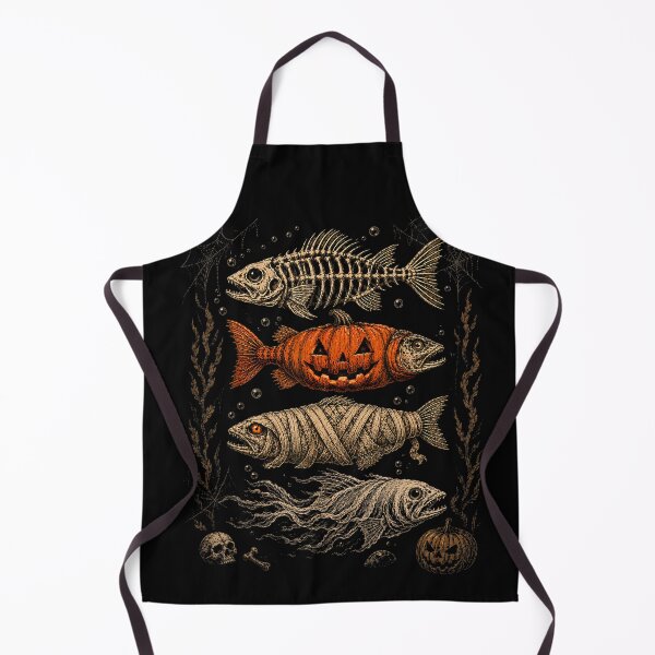 Item preview, Halloween Fish Skeleton Pumpkin Mummy Ghost Art designed and sold by VioletNance.