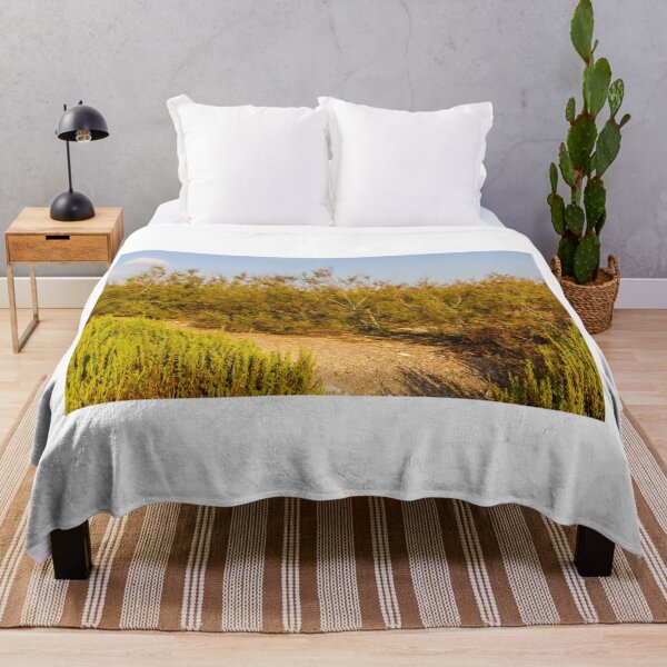 Item preview, Dry Coastal Shrubland With Sandy Path and Golden Shrubs in Summer Light designed and sold by Nmallia.