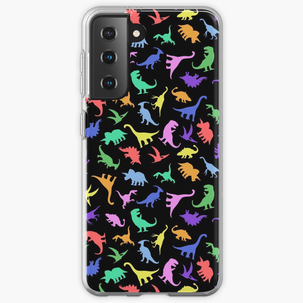 Fun Dinosaur Pattern (Black Background) Case & Skin for Samsung Galaxy