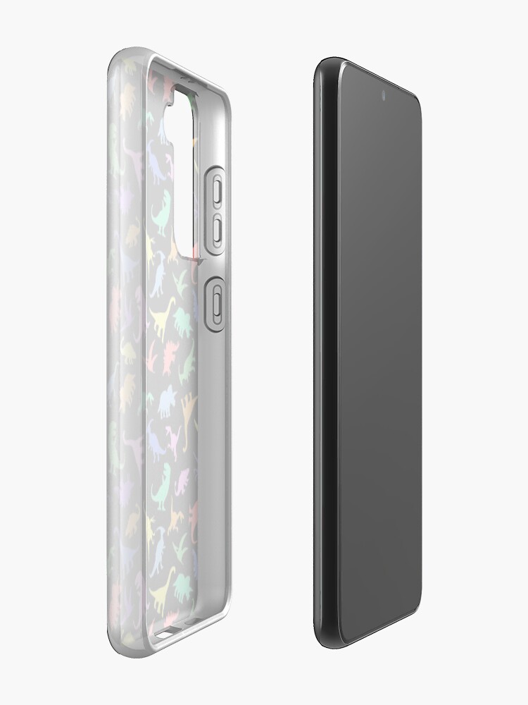 Alternate view of Fun Dinosaur Pattern (Black Background) Case & Skin for Samsung Galaxy