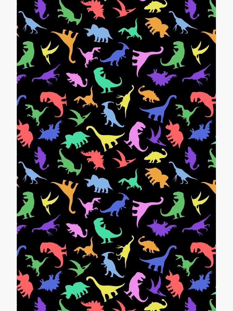 Fun Dinosaur Pattern (Black Background) by jezkemp