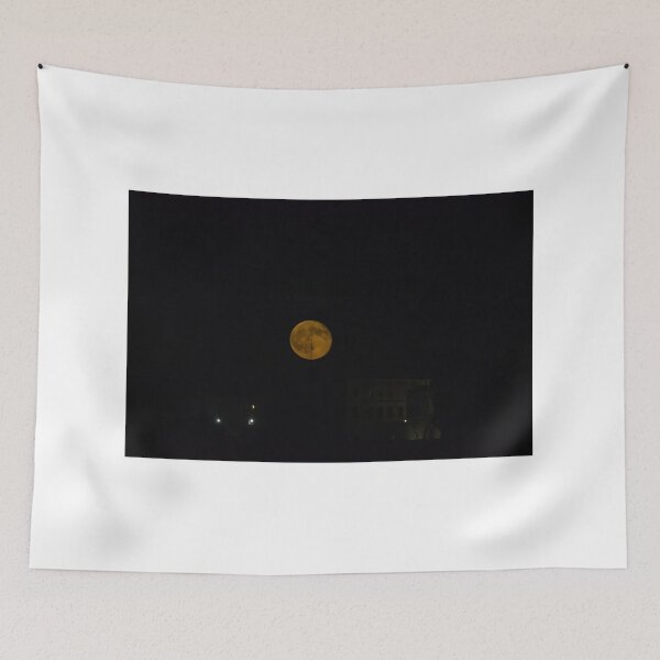 Item preview, Full Moon Over Dark Night Sky With Yellow Glow And Visible Lunar Surface Details designed and sold by Nmallia.