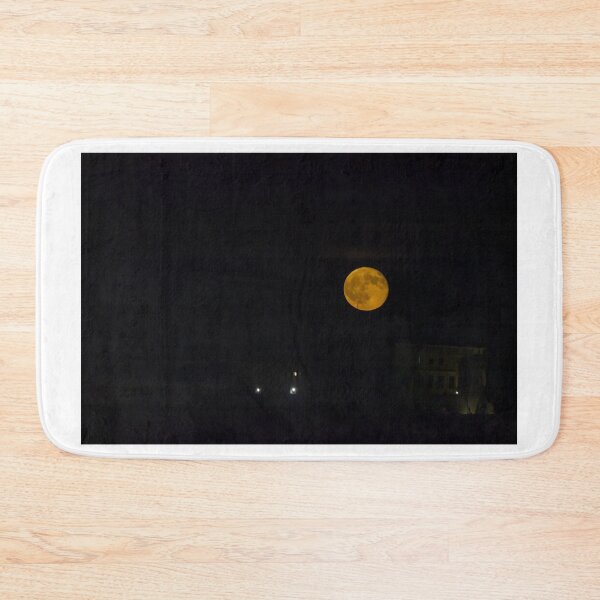 Item preview, Full Moon Over Dark Night Sky With Yellow Glow And Visible Lunar Surface Details designed and sold by Nmallia.