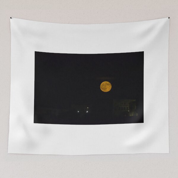 Item preview, Full Moon Over Dark Night Sky With Yellow Glow And Visible Lunar Surface Details designed and sold by Nmallia.