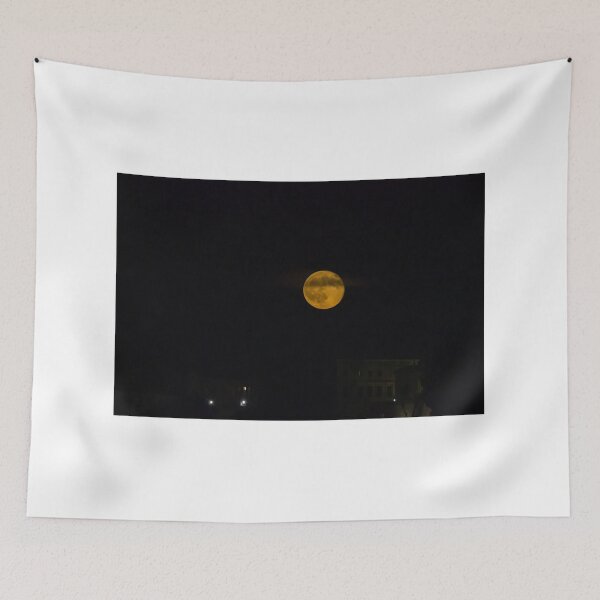 Item preview, Full Moon Over Dark Night Sky With Yellow Glow And Visible Lunar Surface Details designed and sold by Nmallia.