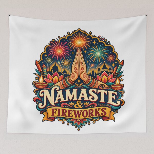 Artikelvorschau, Namaste & Feuerwerk – Feierlichkeiten zum indischen Diwali-Fest entworfen und verkauft von Globalcitytees.