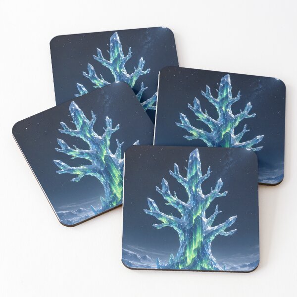Item preview, Glowing Frozen Ice Tree with Northern Lights Aurora Borealis designed and sold by Pyt27.
