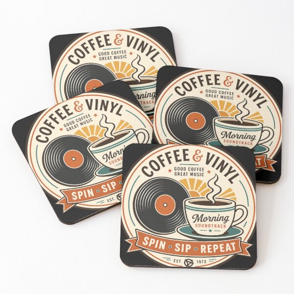 Item preview, Coffee And Vinyl Record Shirt, Retro Morning Soundtrack Badge Design, Vintage Music Lover Gift Tee, Spin Sip Repeat Coffee Shirt, Est 1973 Tee designed and sold by EpicInks24.