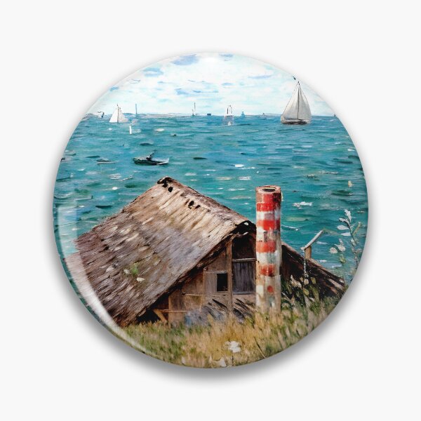 Item preview, The Cabin at Sainte-Adresse: A Serene Impressionist Coastal Scene of Sea designed and sold by artdesignsnow.