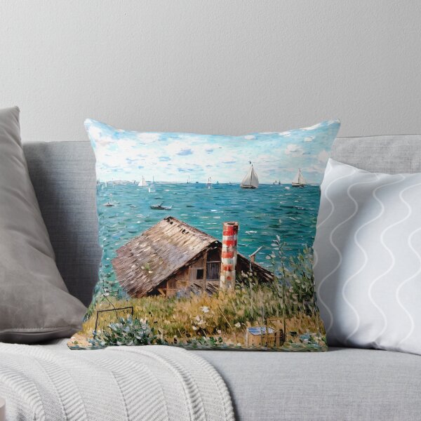 Item preview, The Cabin at Sainte-Adresse: A Serene Impressionist Coastal Scene of Sea designed and sold by artdesignsnow.