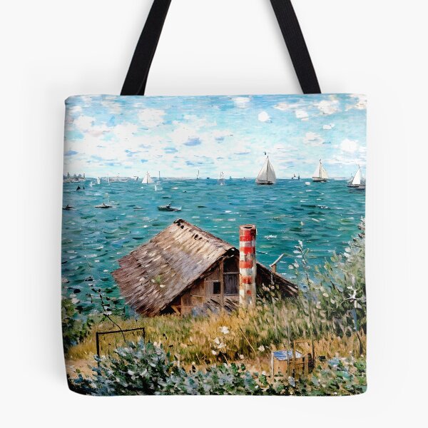 Item preview, The Cabin at Sainte-Adresse: A Serene Impressionist Coastal Scene of Sea designed and sold by artdesignsnow.