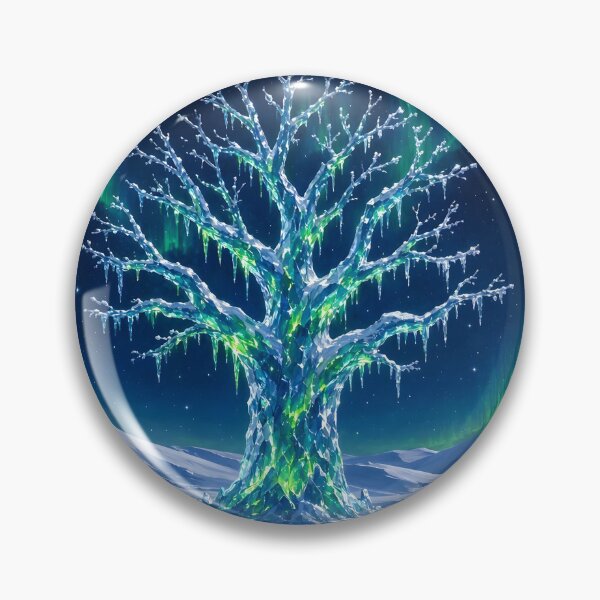 Item preview, Glowing Frozen Ice Tree with Northern Lights Aurora Borealis designed and sold by Pyt27.