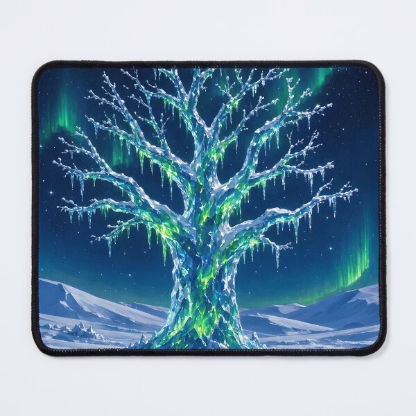 Item preview, Glowing Frozen Ice Tree with Northern Lights Aurora Borealis designed and sold by Pyt27.