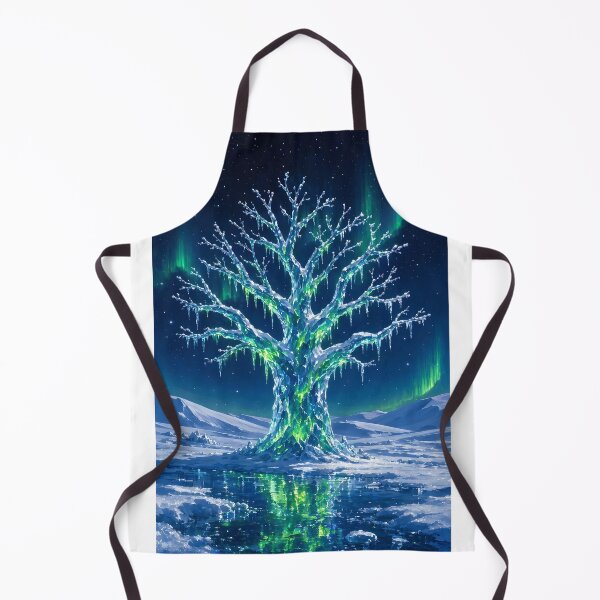 Item preview, Glowing Frozen Ice Tree with Northern Lights Aurora Borealis designed and sold by Pyt27.