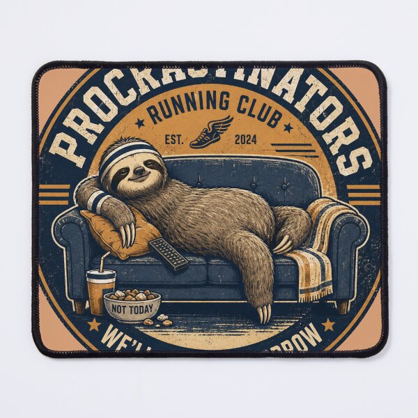 Item preview, Procrastinators Running Club Funny Sloth T-Shirt | Retro Gym Emblem Graphic designed and sold by BLUESKY11a.