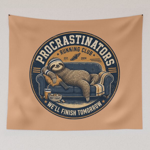 Item preview, Procrastinators Running Club Funny Sloth T-Shirt | Retro Gym Emblem Graphic designed and sold by BLUESKY11a.