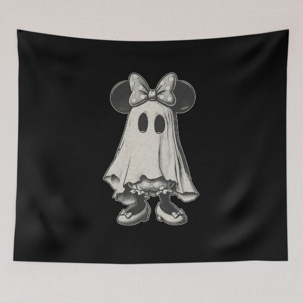 Item preview, Vintage Ghost Mouse Halloween Shirt Spooky Bow Gothic Cartoon Graphic Tee designed and sold by RRMadeArt.
