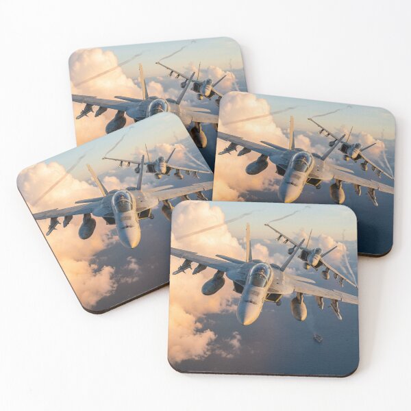 Item preview, F/A-18 Hornets Banking With Flare Trails Above Clouds designed and sold by Airpower Art.