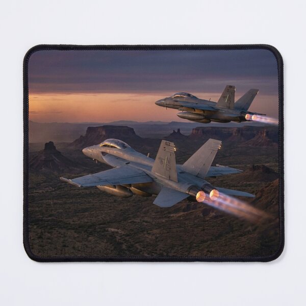 Item preview, F/A-18 Hornets Banking Above Desert Mesa Buttes designed and sold by Airpower Art.