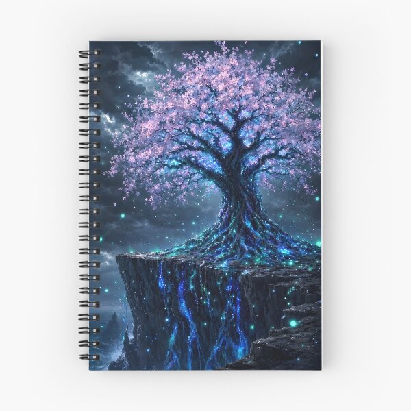 Item preview, Bioluminescent Tree of Life on Cliff Night Galaxy Wall Art designed and sold by Pyt27.