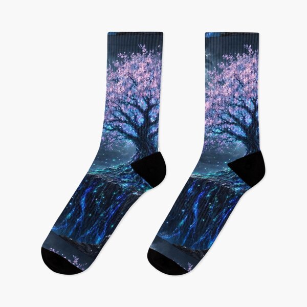Item preview, Bioluminescent Tree of Life on Cliff Night Galaxy Wall Art designed and sold by Pyt27.