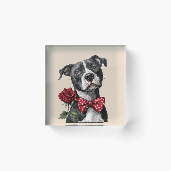 Item preview, American Staffordshire Terrier with Red Rose Love designed and sold by Erika Kaisersot.