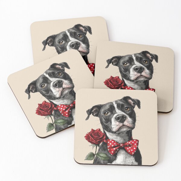 Item preview, American Staffordshire Terrier with Red Rose Love designed and sold by Erika Kaisersot.