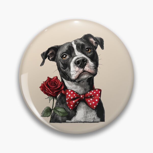 Item preview, American Staffordshire Terrier with Red Rose Love designed and sold by Erika Kaisersot.