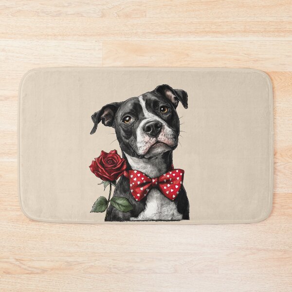 Item preview, American Staffordshire Terrier with Red Rose Love designed and sold by Erika Kaisersot.