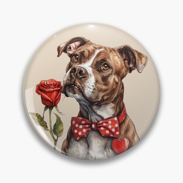 Item preview, American Staffordshire Terrier with Red Rose and Bow Tie designed and sold by Erika Kaisersot.