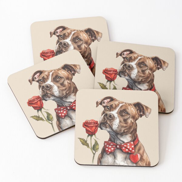 Item preview, American Staffordshire Terrier with Red Rose and Bow Tie designed and sold by Erika Kaisersot.