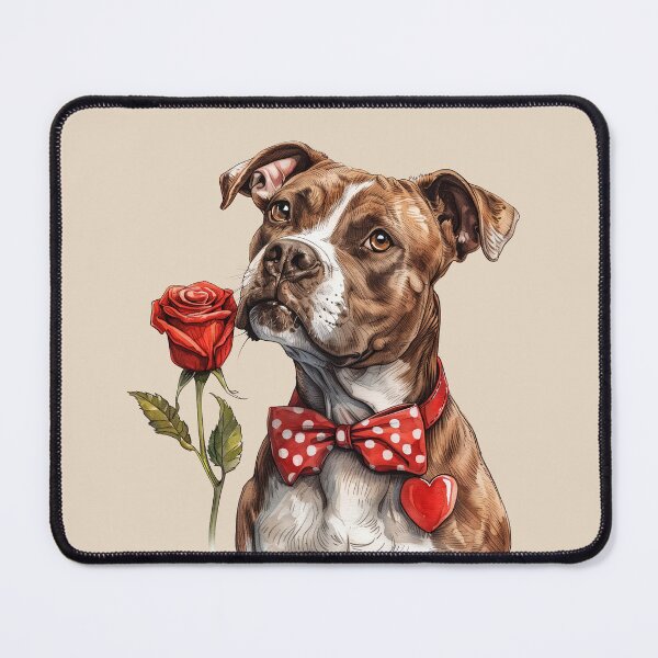Item preview, American Staffordshire Terrier with Red Rose and Bow Tie designed and sold by Erika Kaisersot.