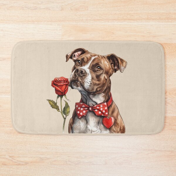 Item preview, American Staffordshire Terrier with Red Rose and Bow Tie designed and sold by Erika Kaisersot.