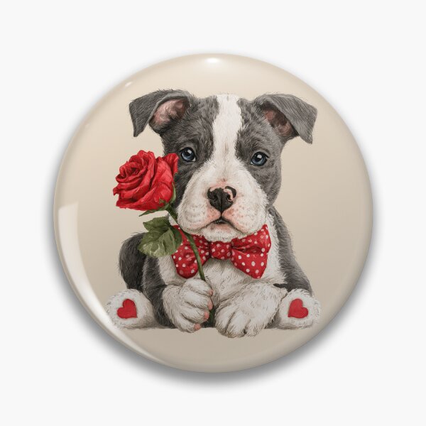Item preview, Cute American Staffordshire Terrier with Red Hearts designed and sold by Erika Kaisersot.
