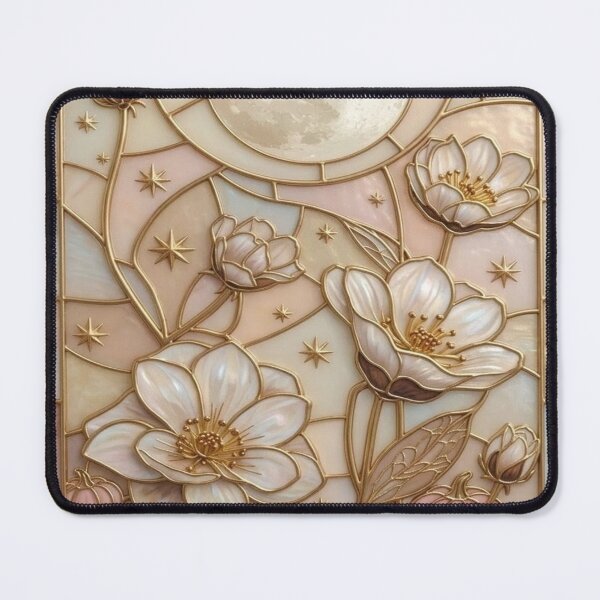 Item preview, Flowers stained glass golden moon elegant designed and sold by BriSher.