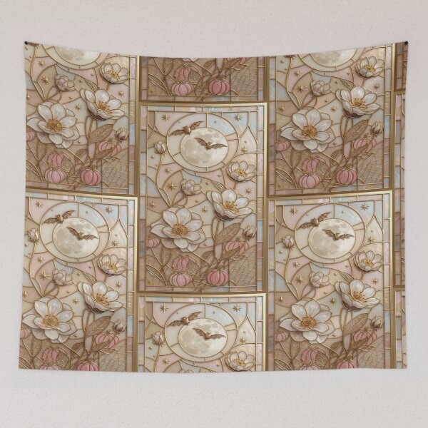 Item preview, Flowers stained glass golden moon elegant designed and sold by BriSher.