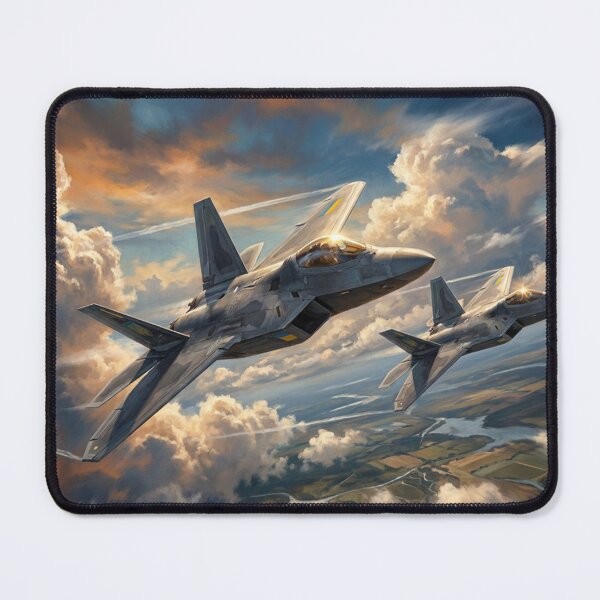 Item preview, F-22 Raptors Banking Above Farmland Painting designed and sold by Airpower Art.