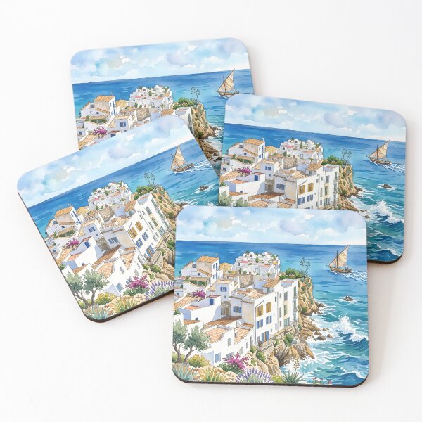Item preview, Ibiza watercolor Travel Print, Balearic Islands Spain designed and sold by POSTERIOCREW.