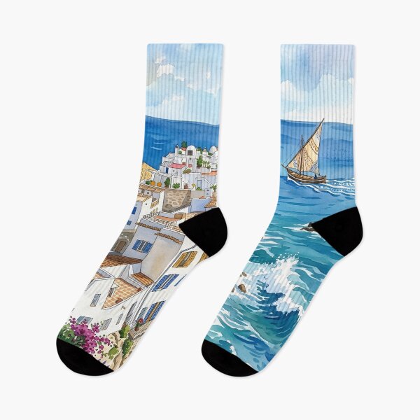 Item preview, Ibiza watercolor Travel Print, Balearic Islands Spain designed and sold by POSTERIOCREW.