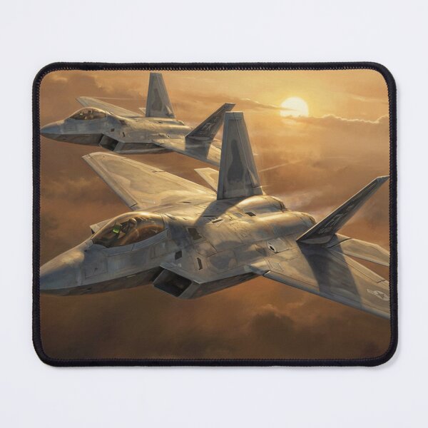 Item preview, F-22 Raptors Flying Into Fiery Sunset Painting designed and sold by Airpower Art.