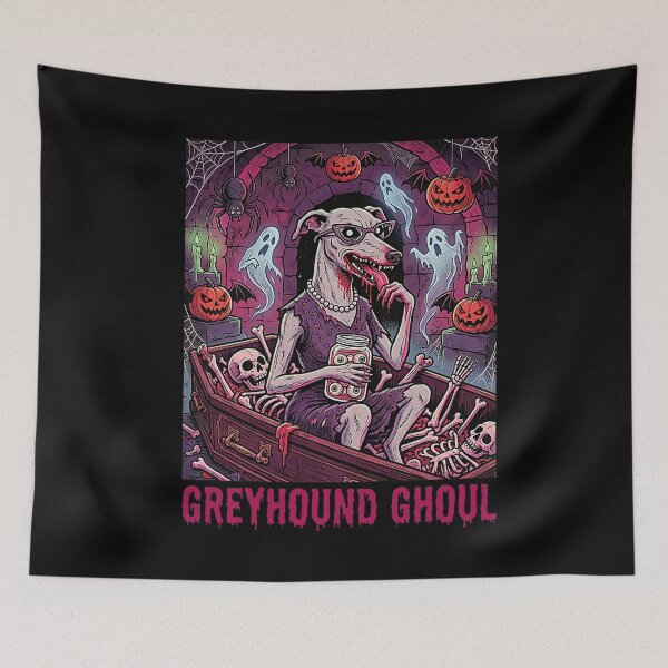 Item preview, Greyhound Ghoul Zombie Dog Haunted Halloween Horror designed and sold by VioletNance.