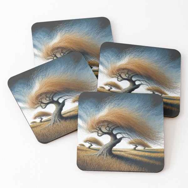 Item preview, Surreal Windblown Tree in Field Landscape designed and sold by Mike Kiev art.
