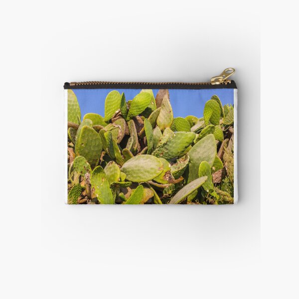 Item preview, Sunlit Prickly Pear Cactus Cluster Against Clear Blue Sky On Rocky Coastal Landscape designed and sold by Nmallia.