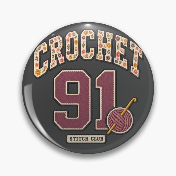 Item preview, Crochet 91 Stitch Club Retro Floral Varsity Design designed and sold by Doodle Souq.