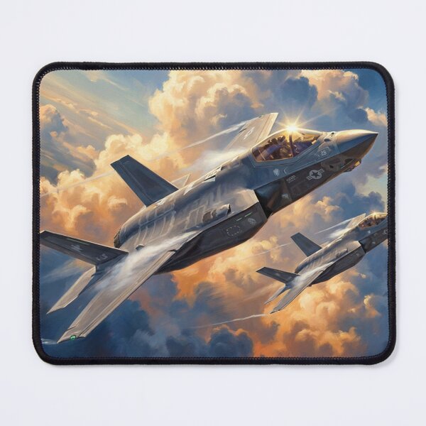 Item preview, F-35 Lightnings Diving Through Golden Clouds Painting designed and sold by Airpower Art.