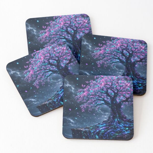 Item preview, Bioluminescent Tree of Life on Cliff Night Galaxy Wall Art designed and sold by Pyt27.