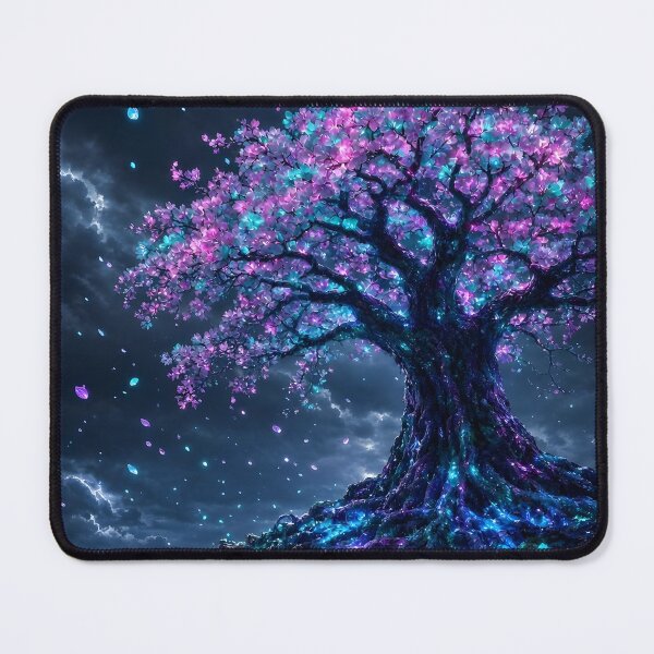 Item preview, Bioluminescent Tree of Life on Cliff Night Galaxy Wall Art designed and sold by Pyt27.